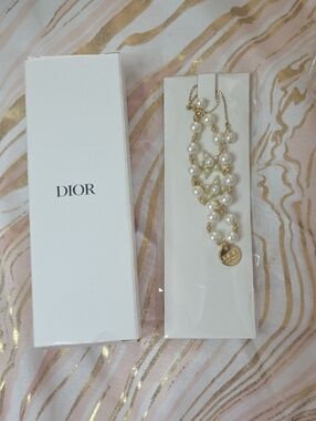 Dior White Pearl and Gold-Tone Charm Bracelet. New In Box